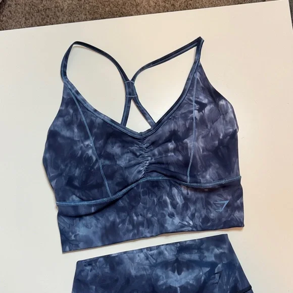 Gymshark Blue Tie-Dye Sports Bra and Shorts Set - Picture 2 of 6